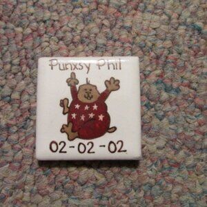 Punxsutawney Phil Groundhog Day hand painted mini tile